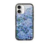 CASETiFY Custodia compatta per iPhone 17, sottile ed elegante, compatibile con ricarica wireless, 1,2 m, 2 protezioni contro le cadute di grado militare, ortensie blu Nantucket, nero trasparente