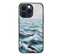 CASETiFY Impact Case per iPhone 15 Pro Max [4X Military Grade Drop Tested / 2,5 m Drop Protection/Compatibile con Magsafe] - Stampa vernice - Deep Blue Sea - Nero trasparente