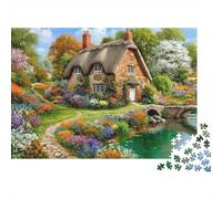 Casetta accogliente con tetto di paglia, puzzle da Una casetta accogliente in un giardino, gioco educativo per adulti, decorazione per la casa, difficile, stimolante, regalo di compleanno. 70x50cm