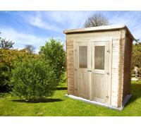 Casetta Box Da Giardino 200x118x194-205 cm Porta Doppia con Serratura Patty in Legno di Abete Grezzo