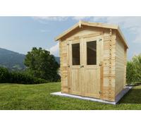 Casetta Box Da Giardino 200x200x187-215A cm Porta Doppia con Serratura Gilda in Legno di Abete Grezzo