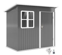 Casetta Box da Giardino 220x130 cm Porta con Blocco Finestra e Prese d'Aria in Acciaio Grigio