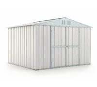 Casetta Box da Giardino in Lamiera di Acciaio Porta Utensili 327x269x217 cm Enaudi Bianco