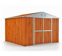 Casetta Box da Giardino in Lamiera di Acciaio Porta Utensili 327x269x217 cm Enaudi Legno