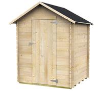 Casetta Box da Giardino per Attrezzi 146x130 cm con Porta Singola Cieca in Legno Naturale