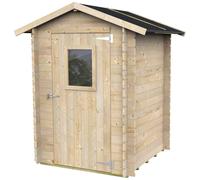 Casetta Box da Giardino per Attrezzi 146x146 cm con Porta Finestrata in Legno Naturale