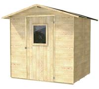 Casetta Box da Giardino per Attrezzi 200x207 cm con Porta Finestrata in Legno Naturale