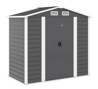 Casetta Box da Giardino Porta Attrezzi 213x120x166-194 cm con Porte Scorrevoli e Lucchetto con Chiavi in Metallo Grigio Scuro