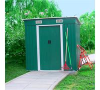 Casetta Box da Giardino Verde in Lamiera per Deposito Attrezzi 194x121x182 cm
