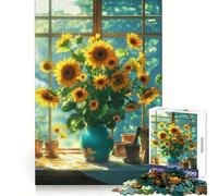 Casetta con bouquet di girasoli, puzzle da 1000 pezzi per adulti, gioco di allenamento mentale, svago leggero, design da assemblare, regalo stagionale 50x75cm