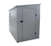 Casetta cottage addossata da giardino porta attrezzi in resina effetto legno Montmartre Grigio Chiaro