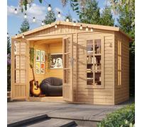 Casetta da giardino 6m2-332x222xA232 cm - Casetta in legno da giardino - Capanno in legno - Studio giardino - con tegole bituminose rosse - TIMBELA M334FB+H334FBRED