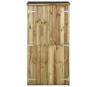 Casetta da giardino 85 x 48 x 177 cm, in legno di pino | Tre ripiani, grande scomparto, legno impregnato, cartone catramato impermeabile, facile da montare