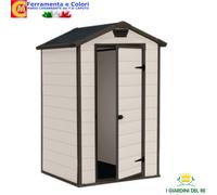 Casetta da Giardino Beige Porta Attrezzi in Resina Con Pavimento 129x103x196 cm
