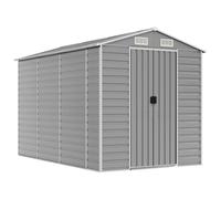 Casetta da giardino Grigio chiaro 191 x 300 x 198 cm Acciaio galvanizzato | Capanno portaoggetti con aperture di ventilazione, tetto inclinato, robusta struttura in acciaio, maniglie sulle porte