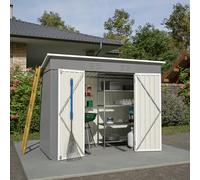 Casetta da giardino in metallo 229 × 111 × 182 cm, struttura metallica inclusa (senza fondo), capanno da giardino esterno resistente alle intemperie, grigio, 8 x 4 FT