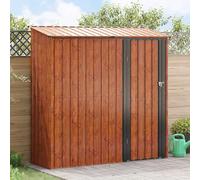Casetta da giardino in metallo marrone, 203,5 x 73 x 200 cm, per stoccaggio | Design rettangolare, struttura in metallo antiruggine, tetto a scomparsa, serratura sul cancello, facile montaggio con