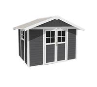 CASETTA DA GIARDINO IN PVC GROSFILLEX "DECO 7" GRIGIO SCURO E BIANCO 370X298X...