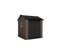 Keter Casetta da Giardino Apex 757/775 Walnut, Effetto Legno Noce Naturale, Porte e Finestre Orientabili, 4 m², 230x223,8x246H cm