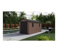 Keter Casetta da Giardino Newton 7515/1575, Effetto Legno Naturale, Porte e Finestre Orientabili, Marrone, 9 m², 230x476x246H cm