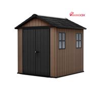 Keter Casetta da Giardino Newton 757/775, Effetto Legno Naturale, Porte e Finestre Orientabili, Marrone, 4 m², 223,8x230x246H cm