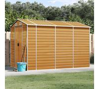 vidaXL Capanno da giardino Marrone chiaro 191x300x198 cm Acciaio zincato