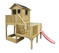 Casetta da giardino per bambini in legno "Hubert" con scivolo e sabbiera 226,5x176x272 cm