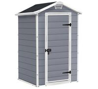 Casetta da Giardino Porta Attrezzi 129x103x196 cmin Resina Effetto Legno Keter Manor 4x3 Grigia