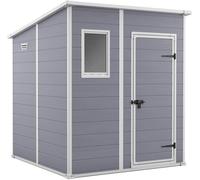 Casetta da Giardino Porta Attrezzi 183,5x185x200 cmin Resina Effetto Legno Keter Manor Pent 6x6 Grigia