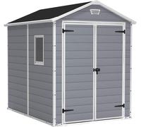 Casetta da Giardino Porta Attrezzi 185,8x236,8x227 cmin Resina Effetto Legno Keter Manor 6x8 Grigia