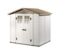 Casetta da Giardino Tuscany Evo 200 in PVC con Pavimento, 3.98m² Capanno da Giardino con 2 Porte e Serratura, Capannone per Porta Attrezzi, Patio, Cortile, Esterno (H. 216 x L. 220 x P. 181 cm)