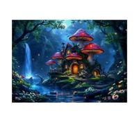 Casetta dei funghi, bosco e fiume, 1000 pezzi, mini puzzle per adulti, idea | 38 x 26 cm, puzzle in cartone per amanti della famiglia, legame intellettuale, regalo di compleanno, decorazione per il