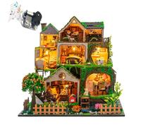 Casetta delle bambole fai da te, kit in miniatura per adulti con illuminazione a LED, puzzle 3D e fermalibro, set creativo per la decorazione di scaffali delle fiabe (senza protezione antipolvere)