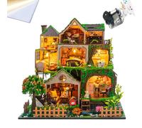 Casetta delle bambole fai da te, kit in miniatura per adulti con illuminazione a LED, puzzle 3D e fermalibro, set creativo per la decorazione di scaffali delle fiabe (con protezione antipolvere)