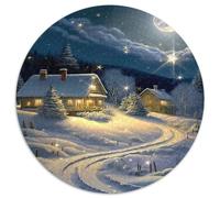 Casetta di campagna innevata Puzzle 1000 Pezzi Rotondo Carta per Adulti Notte d inverno