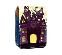 Casetta di Halloween con pipistrelli porta lucidalabbra custodia per rossetto portatile borsa da viaggio organizer per rossetto con specchio mini scatola portaoggetti per rossetto per donne,