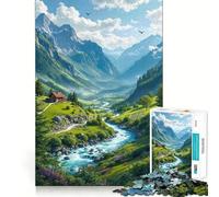 Casetta di montagna in riva a un fiume Puzzle per adulti da 1000 pezzi Gioco per l'esercizio mentale, antistress, da assemblare Un regalo perfetto (38x26cm)