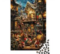 Casetta di Natale Puzzle 1000 Pezzi Carta per Adulti Scena Notturna Gioco di Puzzle 1000 Pezzi Relax Famiglia Decorazione Regalo 52x38cm/1000pcs