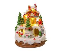 Casetta Di Pan Di Zenzero Natalizia Illuminata Con Luci A LED E Musica, Decorazione Da Tavolo For Le Feste