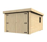 Casetta Garage Box in Legno Abete 28mm da Giardino 3x5 Porta Doppia