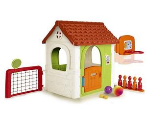 CASETTA GIOCO MULTI-ACTIVITY HOUSE FEBER, PALLA SPORTIVA, ACCESSORI PER BOWLING, TENNIS, CALCIO, PALLACANESTRO, BERSAGLIO PER PALLINE IN VELCRO, MANUALE FEBER da esterno, 2 giocatori, plastica, 2 anni