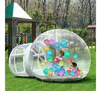 Casetta gonfiabile per bolle di palloncini da 10 piedi e 3 m con trampolino e cupola trasparente in materiale PVC con ventilatore