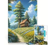 Casetta in legno di Forest Path,puzzle da 1000 pezzi per adulti,gioco di memoria,incastro perfetto,compatto,divertente per il tempo libero in famiglia (38x26cm)