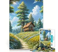 Casetta in legno di Forest Path,puzzle per adulti,1000 pezzi,gioco di abilità,taglio di precisione,sfida divertente per il tempo libero (50x75cm)