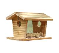 Casetta in legno Mangiatoia per uccelli Stazione alimentazione Nido per ricovero con supporto per trespolo per cortile Soluzione per l ' osservazione della fauna selvatica Stazione per uccelli