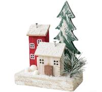 Casetta in legno natalizia per decorazione casetta da sci 17,5 cm rustica | Naturale per il legno, più rustico per il fascino, design casetta da sci, altezza 17,5 cm, dettagli fatti a mano