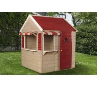 casetta in legno shop negozio per bambini con tende, finestre, porta