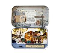 Casetta in miniatura fai-da-te, realizzata a mano, con tema d’epoca: una piccola casa delle bambole con luci a LED, completa di un mini quaderno per messaggi segreti, kit in legno (vagabondaggio