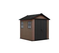 Keter Casetta da Giardino Newton 757/775, Effetto Legno Naturale, Porte e Finestre Orientabili, Marrone, 4 m², 223,8x230x246H cm