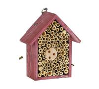 Relaxdays Casetta per Insetti, Hotel in Legno e Bambù, per Api e Vespe, HLP: 20x17x8,5 cm, per Giardino e Balcone, Rosso